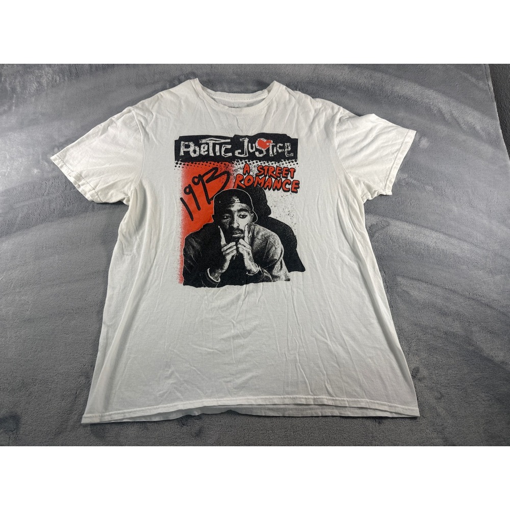 Poetic Justice Tupac Shakur Shirt Mens Large White Graphic Tee A Street Romance